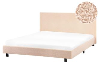Beliani Cama matrimonial de tejido beige 160x200
