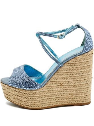 Le Silla crystal wedge sandals - women - Calf Suede/Calf Leather/Rubber - 36.5 - Blue