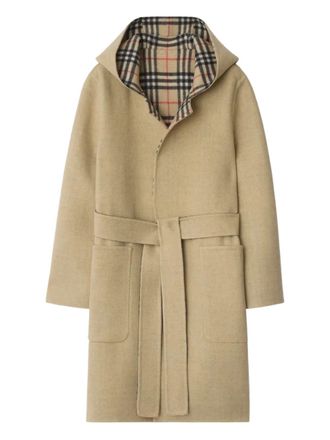 Burberry reversible coat - women - Wool - 12 - Neutrals