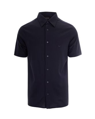 Emporio Armani Slim-Fit Short-Sleeve Shirt with Classic Collar and Discreet Logo