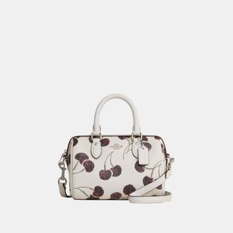 Coach Womens Mini Rowan Crossbody Bag With Cherry Print - White Leather - One Size