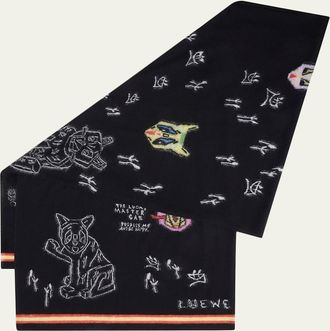 Loewe x Louis Wain Futuristic Cats Intarsia Scarf