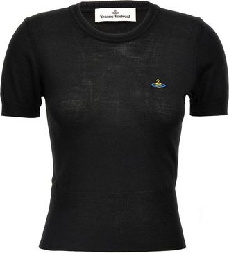 Vivienne Westwood Bea Crew Neck Top - Dames - Ronde hals truien - Zwart - XS - Katoen - Truien & Vesten