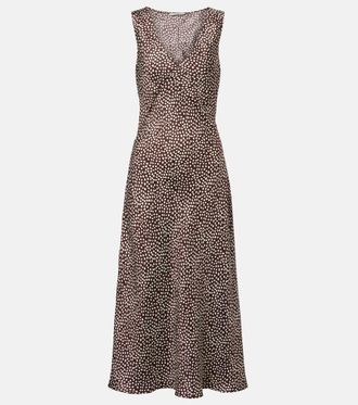 Asceno Provence polka-dot silk twill slip dress