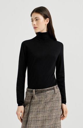 Brunello Cucinelli Sparkling cashmere and silk lightweight turtleneck sweater in Black at Nordstrom, Size Xx-Large