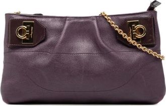 Ferragamo Pre-owned Clutches, female, Purple, Size: ONE SIZE Pre-owned Leather Crossbody Bag