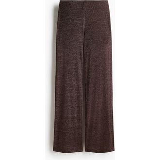 H&M Glittery Trousers in Dark Brown at Nordstrom, Size X-Small