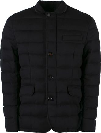 Moorer Jassen, Heren, Blauw, L, Kasjmier, Kasjmier Twee-Knoop Blazer met Ganzendons