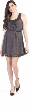 Papillon Solid A Line Tank Dress With Soutash Yoke In Grey