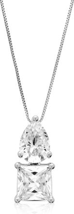 Vir Jewels 2 cttw Princess and Pear Lab Grown Diamond Fashion Pendant Necklace in 14K White Gold with Chain For Women