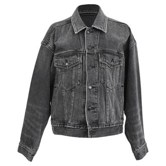 Alexander Wang Logo Patch Denim Jacket in Grey Cotton
