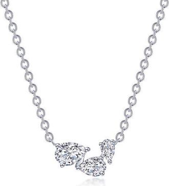 Lafonn Three-Stone Simulated Diamond Necklace in Silver at Nordstrom, Size 20