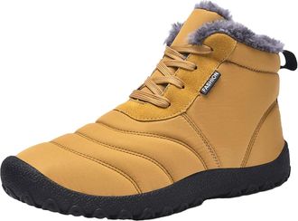 Generic Mens Winter Snow Walking Boots with Fur Lining Warm Boots Durable Non-Slip Outdoor Sports Footwear for Adventures and All-Day Comfort Yellow