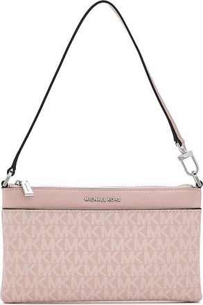 Michael Kors Jet Set Medium Top Zip Convertible Wristlet Wallet Womens Handbags Smokey Rose, Leather