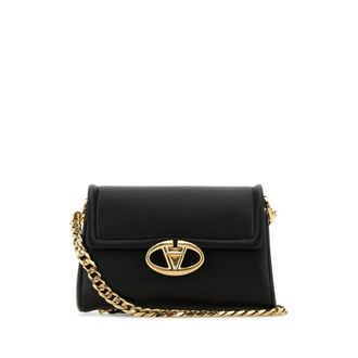 Valentino Garavani Black Leather Vlogo Shoulder Bag