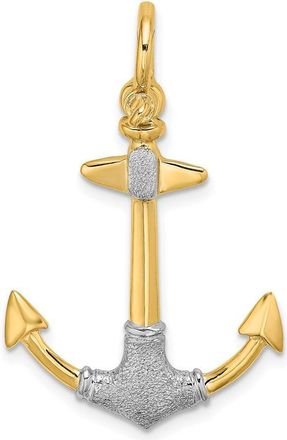 Diamond2Deal 14k Yellow Gold Rhodium 3-D Textured Anchor Shackle Bail Charm