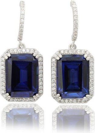 Suzy Levian Cubic Zirconia Halo Drop Earrings in Blue at Nordstrom Rack