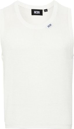 GCDS waffle-knit sleeveless jumper - men - Cotton - L - Neutrals