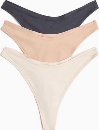 H&M 3er-Pack Tangas aus Mikrofaser - Grau