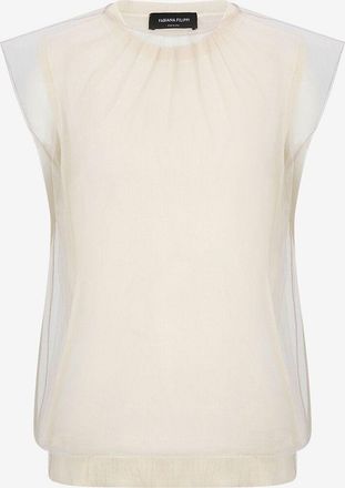 Fabiana Filippi &Auml;rmelloser Kaschmir- und Seidenpullover mit T&uuml;ll