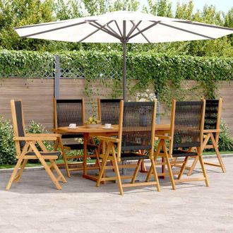 vidaXL Set De Comedor Jard&iacute;n 7 Pzas Polipropileno Madera Maciza Negro Vidaxl