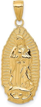 Diamond2Deal 14k Yellow Gold Polished Our Lady Of Guadalupe Oval Disc Engraved Pendant