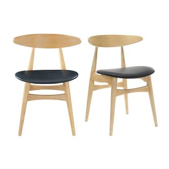 Miliboo Silla Madera Clara Y Pu Negro Escandinavo Japon&eacute;s (lote De 2) Walford