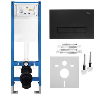 Rea Bastidor Para Inodoro Suspendido Rea Slim 024n Con Pulsador Hd Black