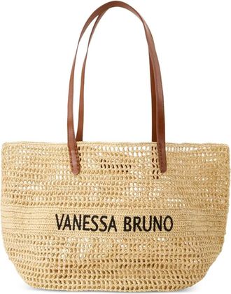 Vanessa Bruno raffia handles shopper bag - Neutrals