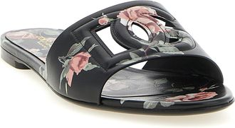 Dolce & Gabbana Womens Black Calfskin Slides Shoe