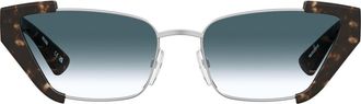 Moschino 56mm Cat Eye Sunglasses in Havana Silver/Dk Blue Sf at Nordstrom