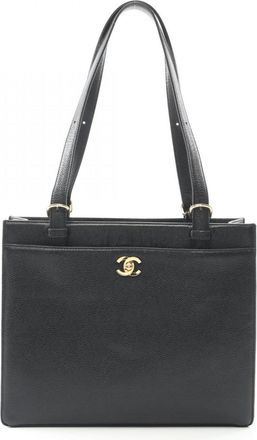 Chanel Black Grained Calfskin Tote Bag (Pre-Owned)