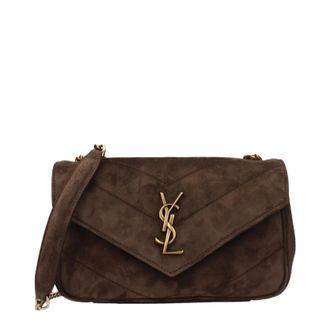 Saint Laurent Loulou Donnas Borsa a tracolla Pelle scamosciata Marrone/Caff&egrave;