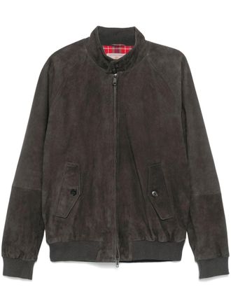 Baracuta G9 Harrington panelled suede jacket - Black