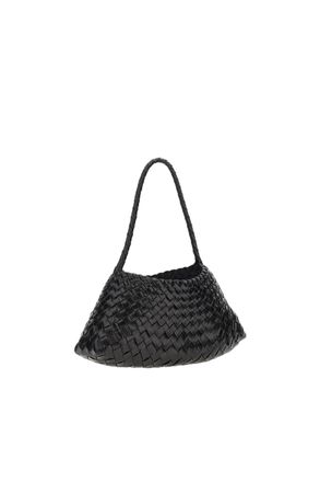 Dragon Diffusion Woven Leather Shoulder Bag with Triangular Silhouette