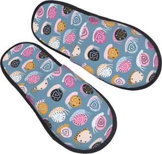 Generic Slippers Funny Doodle Snails Cozy House Slippers Breathable Anti-Slide Slipper For Bedroom Women Ladies L