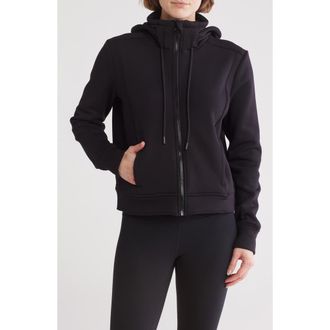90 Degree by Reflex Scuba Fleece Full Zip Hoodie in Black at Nordstrom Rack, Size X-Large