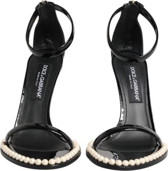 Dolce & Gabbana Black KEIRA Pearl Embellished Sandals Womens Shoes (Pre-Owned)