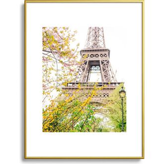 Deny Designs Eiffel Tower Framed Art Print in Golden Tones at Nordstrom, Size 24X36