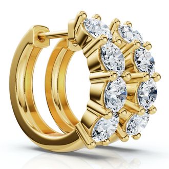 Pompeii3 2Ct Diamond Hoops Small 14k White or Yellow Gold Lab Grown 5/8 Tall