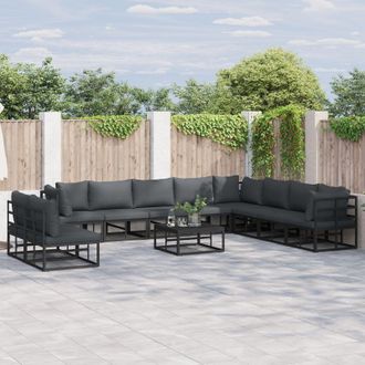 Berkfield Home Garden Sofa Set 10 pcs Black 353 x 283 x 71 cm Aluminium
