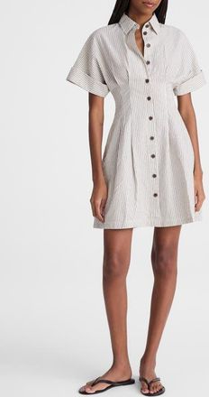 Madewell The Perry Stripe Cotton Seersucker Mini Shirtdress in Black Vintage Ivory Yarndye at Nordstrom, Size Xx-Small