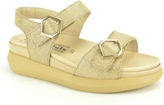Mephisto Schoenen, Dames, Geel, 39 EU, Goud Print Sand. 2Velcro DZ