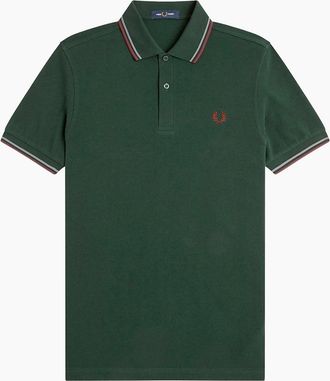 Fred Perry Mens Fred Perry Twin Tipped Fred Perry Polo Shirt - Green - Size: 36