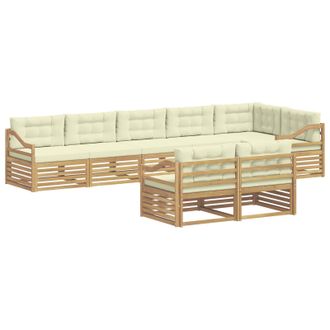 vidaXL Conjunto De Sof&aacute;s De Exterior 8 Uds. Blanco Y Crema Poli&eacute;ster Vidaxl