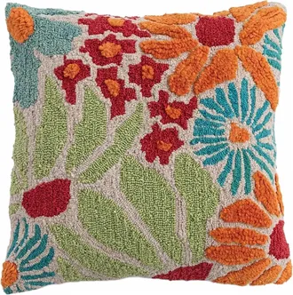 Creative Co-op Vibrant Square Tufted Floral Throw Pillow In Multi