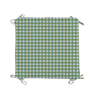 Ballard Designs Replacement Ottoman Cushion with Zipper - 24x23 - Box Edge, Gale Gingham Cornflower - Ballard Designs