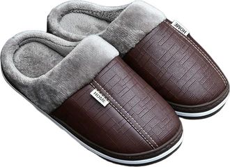 Generic YUJIEBB Women Winter Slippers Indoor Waterproof Cotton Slippers Warm Home Fur Couple Non-Slip Slipper Platform Shoes Coffee