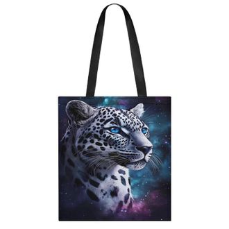 Generic Leopard with Blue Eyes Womens Tote Casual Shopping Bag Lightweight Shoulder Bags Hobos Handbag for Work Travel Daily 35x40cm