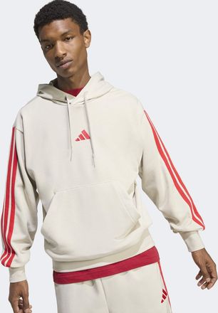 adidas Kapuzensweatshirt ADIDAS SPORTSWEAR M 3S FT HD, Herren, Gr. XXL, wonder aluminium, pure ruby, Obermaterial: 55% Baumwolle, 36% Polyester, 9% Viskose, 